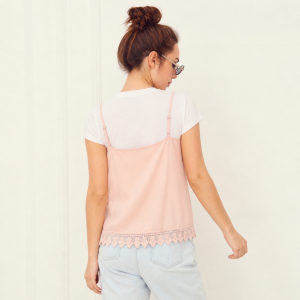 Blush Pink Layered Lace Top
