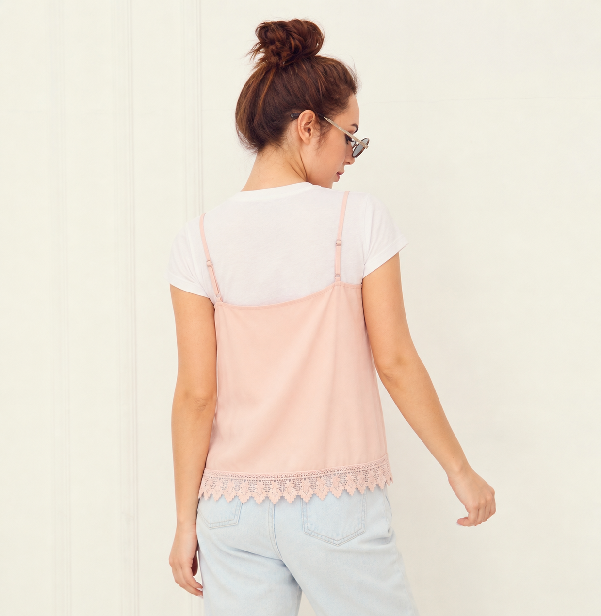 Blush Pink Layered Lace Top