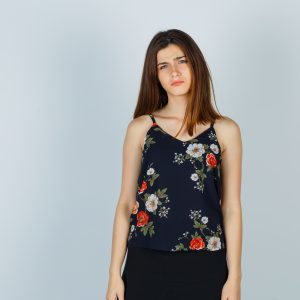 Elegant Black Floral Slip Top