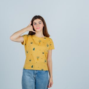 Sunny Yellow Printed Casual T-Shirt